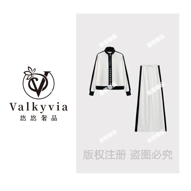 【Valkyvia/悠悠奢品】68316#拼接刺绣两件套2025秋冬潮流轻奢套装