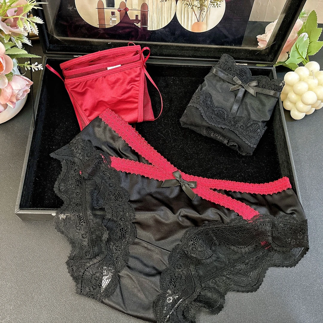 三条装蕾丝内裤舒适性感透气镂空低腰底裤无痕火辣三角裤