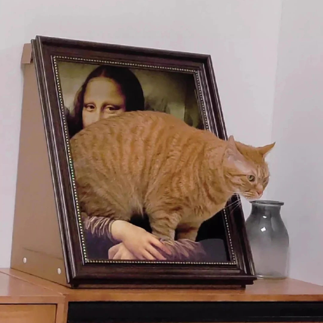 蒙娜丽莎猫窝画框油画小奶猫专用猫抓板相框爪板加厚瓦楞纸玩具