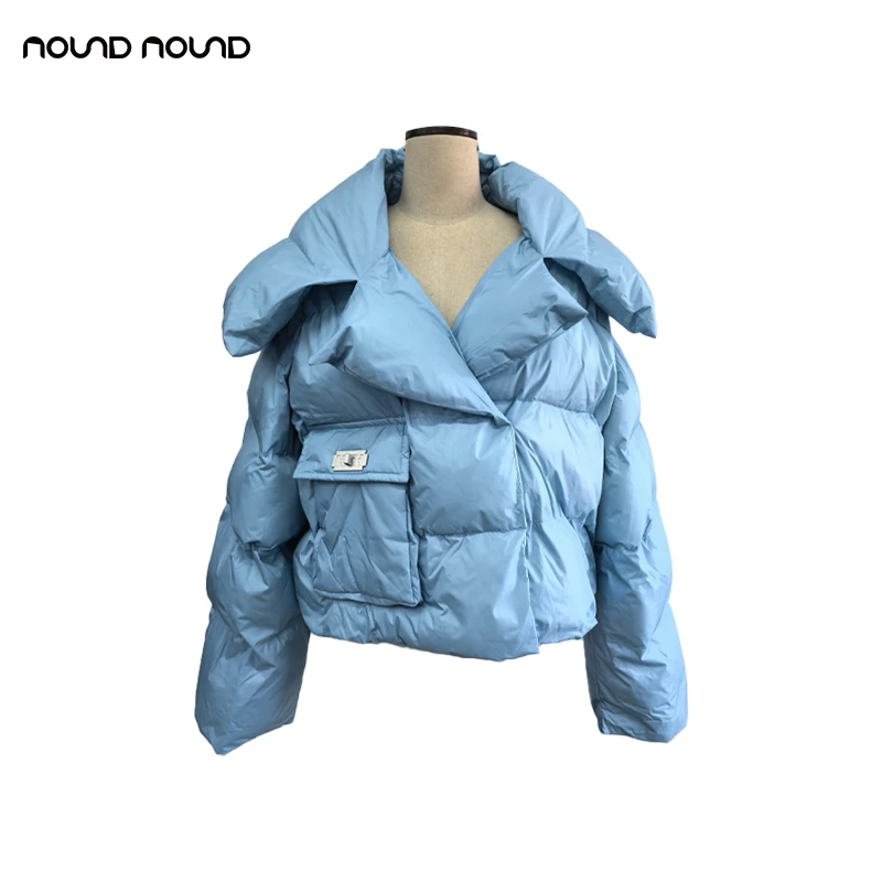 【HEURUEH】noundnound纯色翻领简约百搭小众设计感短款夹克衫外套