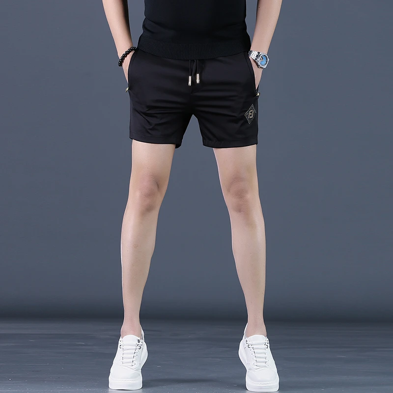 潮牌三分短裤男士冰丝四分裤中裤休闲马裤沙滩裤男款五分裤半截裤