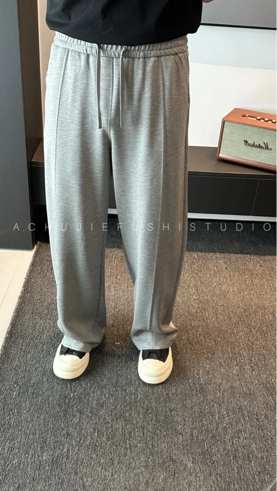 CHUJiE韩版宽松直筒中缝设计舒适百搭薄款垂感直筒休闲裤