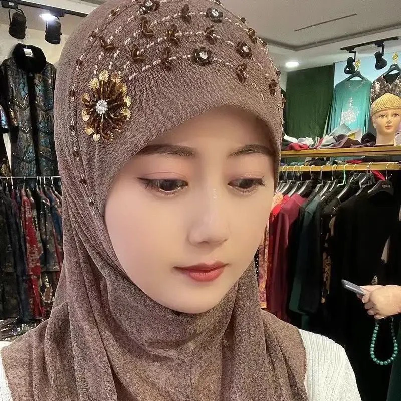 爆款太阳花盖头夏季软帘纱巾洋气妈妈薄款防晒套头柔软舒适盖头