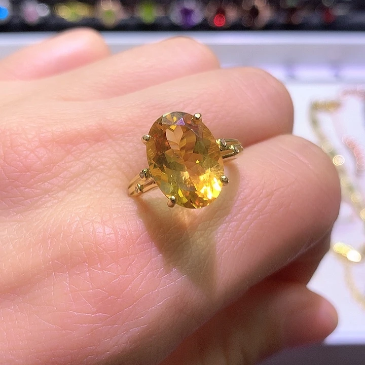 黄晶银S925镶嵌戒指