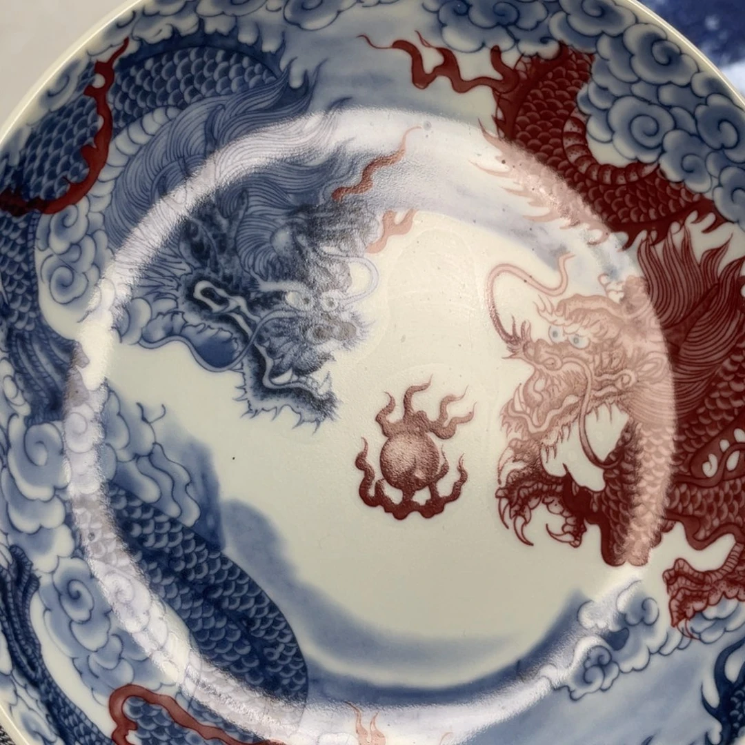 瓷片景德镇双龙戏珠大壶承新款