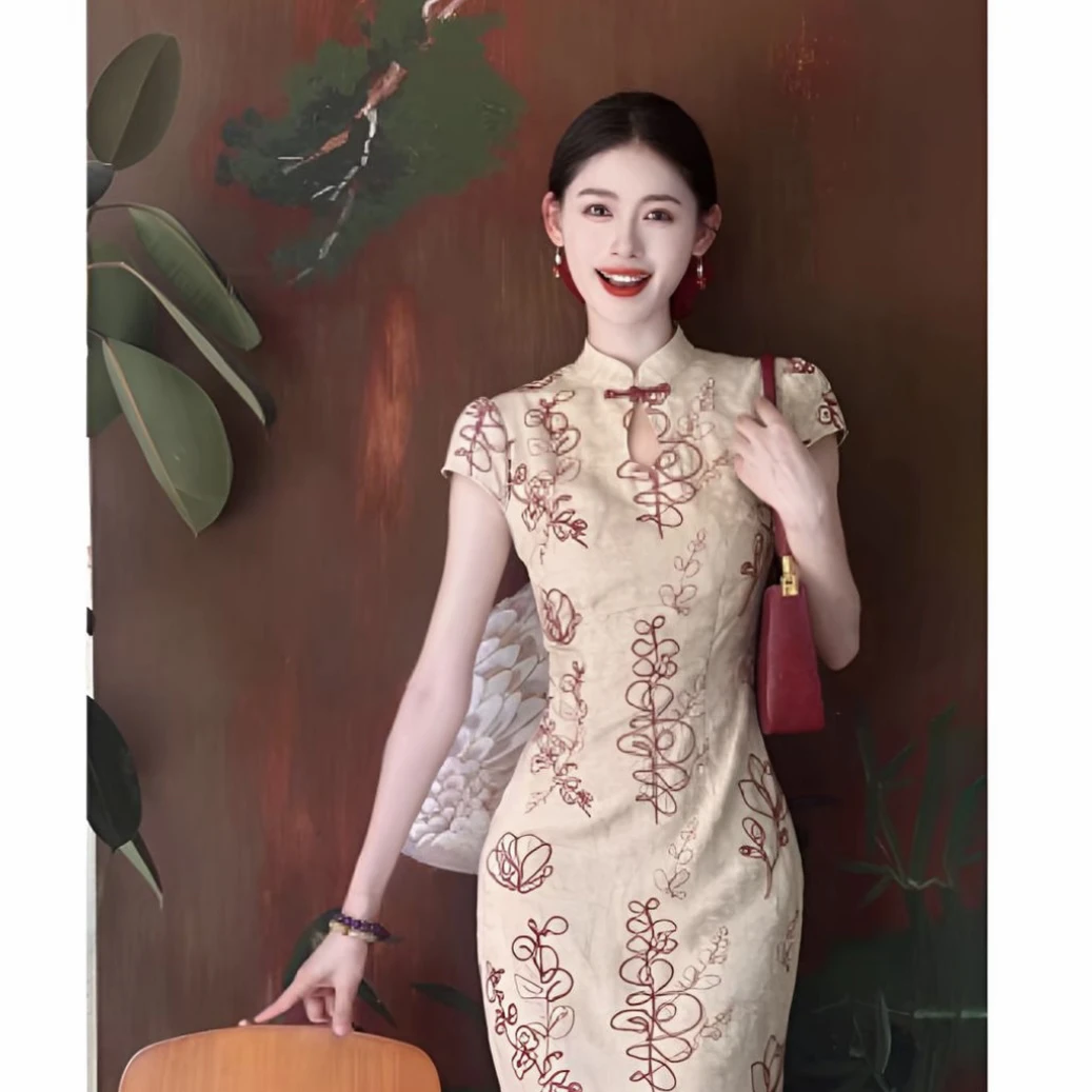 凌茜恣禾【浮梦半生】国风新中式修身收腰显瘦复古高级感旗袍连衣裙
