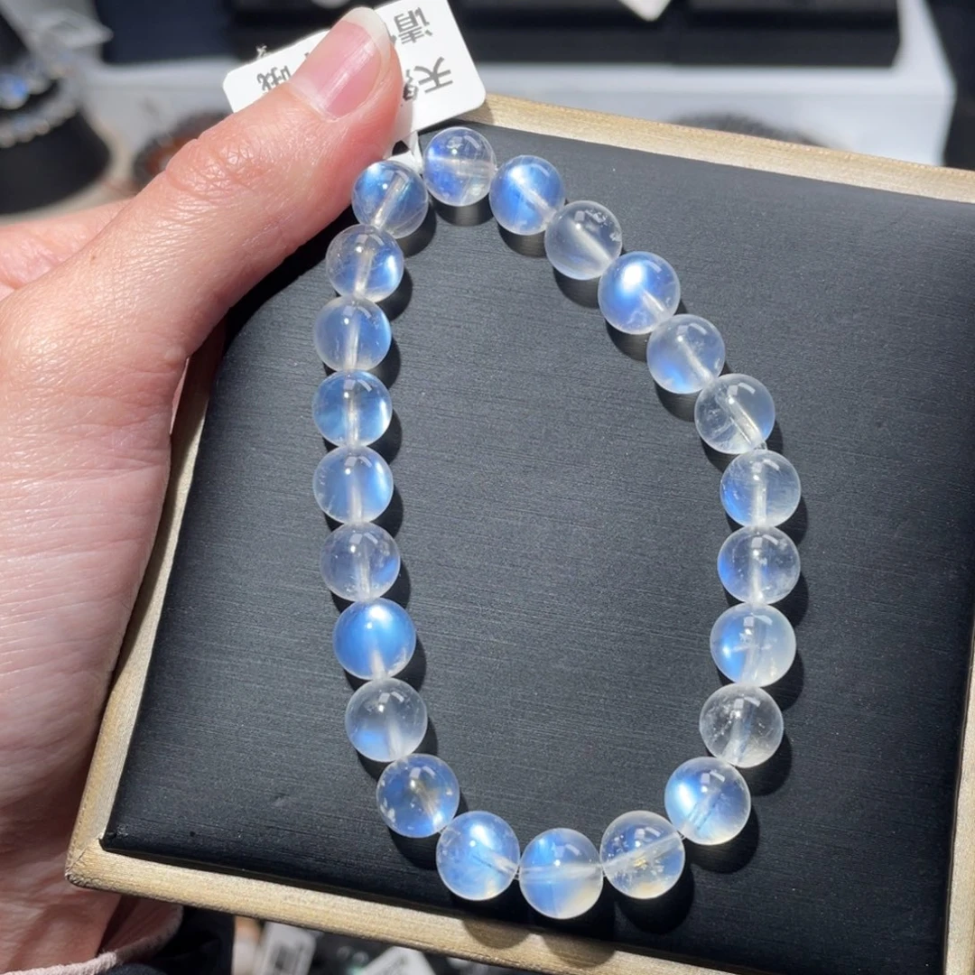 手链长石未镶嵌收藏级蓝月光8m+