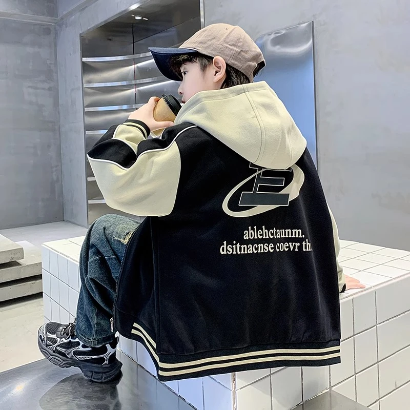 男童外套春秋款2025新款春装中大童洋气春季连帽儿童棒球服时髦潮