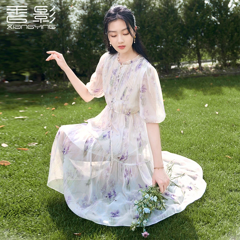 【直播专享】Q842415连衣裙 香影碎花连衣裙女夏季新款法式气质泡