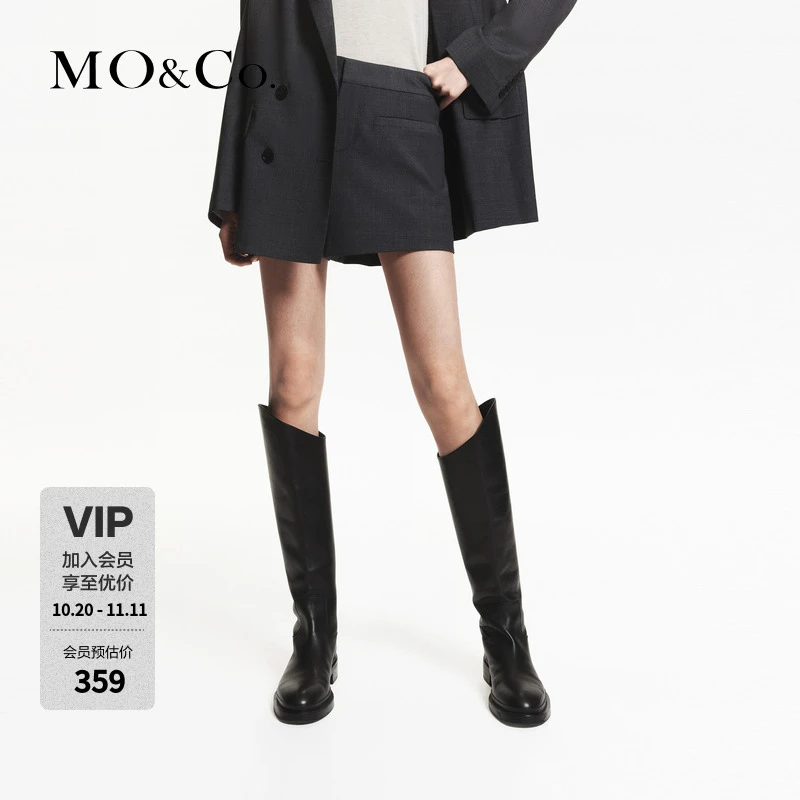 MOCO秋弹丝绵羊毛精纺简约A字高腰短裤休闲裤MBD3SOT002