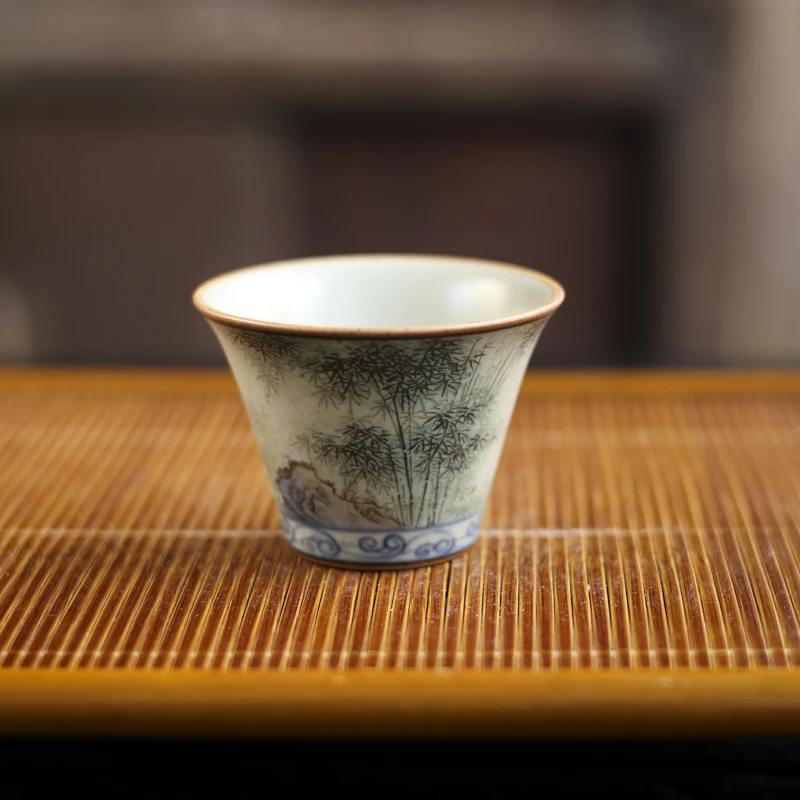 【小田甄陶】竹林-朴云堂-杯(100ml)（朴杯0348）