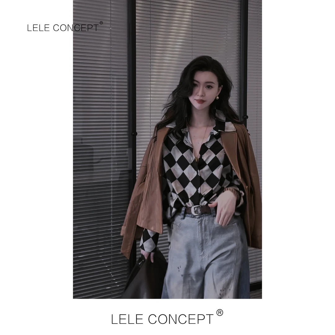 LELE CONCEPT｜【如一】「棋盘格」气质时尚设计款方块衬衫FC25C0117Y