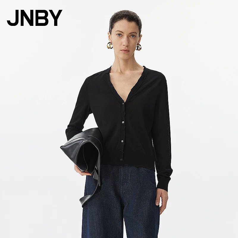 【商场同款新品】JNBY/江南布衣25春针织开衫女醋酸短款5P2312390