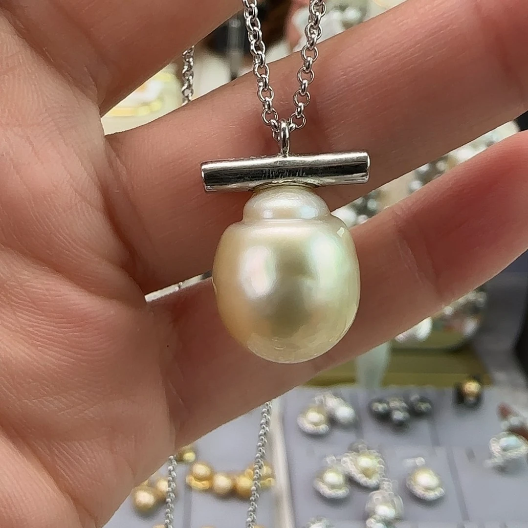 海水珍珠银S925镶嵌颈饰