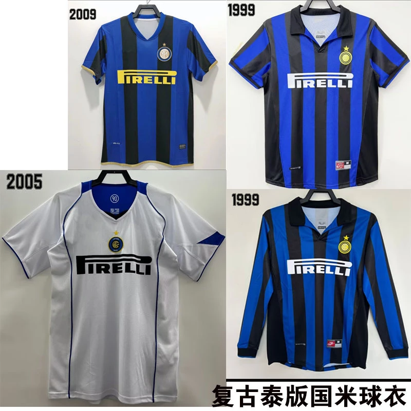 复古球衣国米俱乐部圣足球服经典足球装备短袖泰版T恤1999200队服