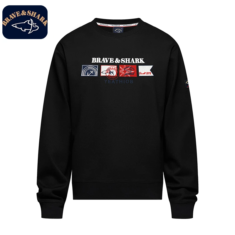BRAVESHARK/勇士鲨鱼秋季男上衣时尚印花宽松圆领长袖卫衣221112
