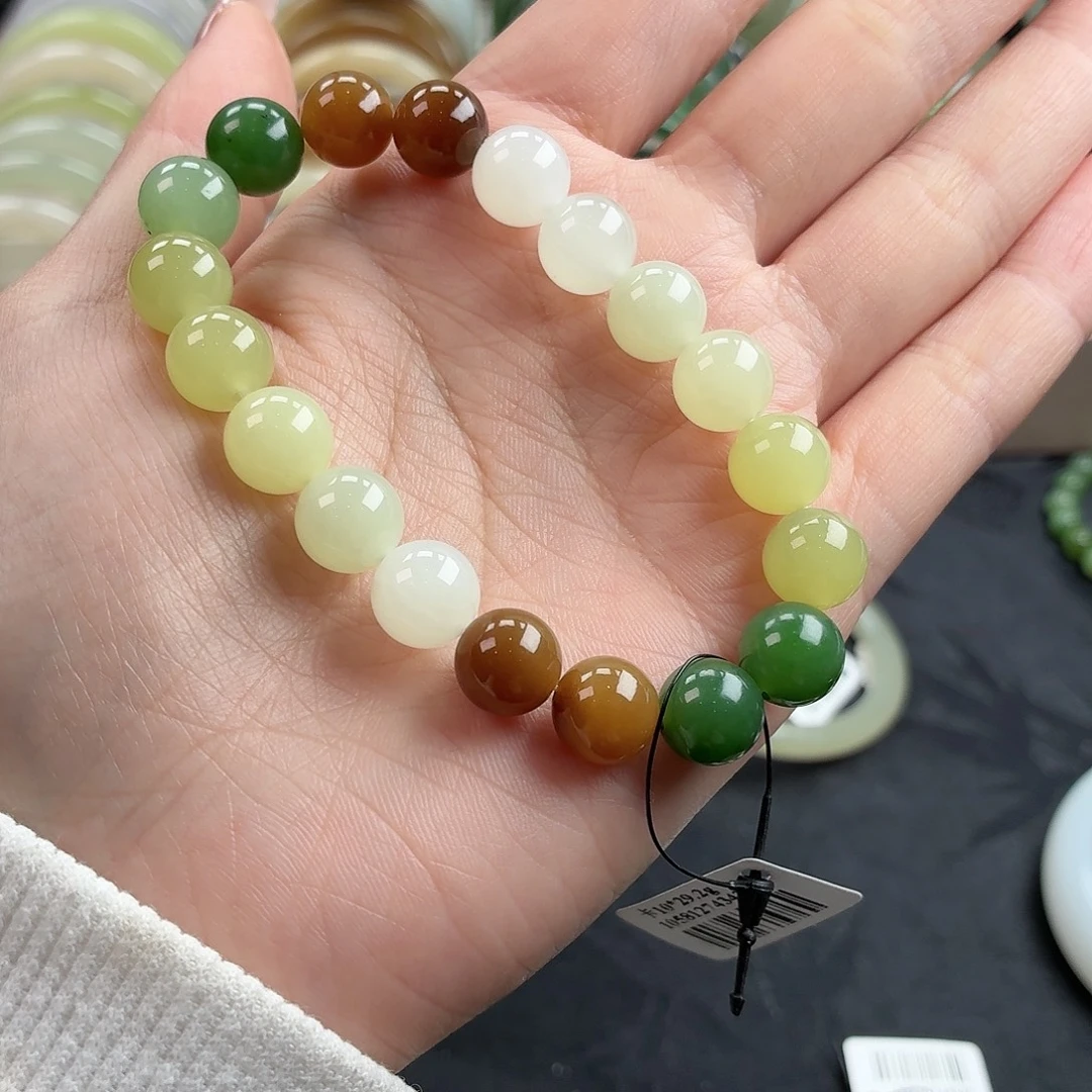 和田玉未镶嵌手串多宝手串卡10色系协调