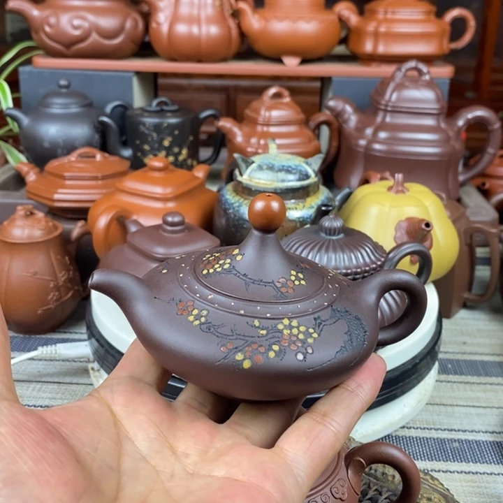 茶壶紫砂一品红150-260cc原矿老紫泥特价