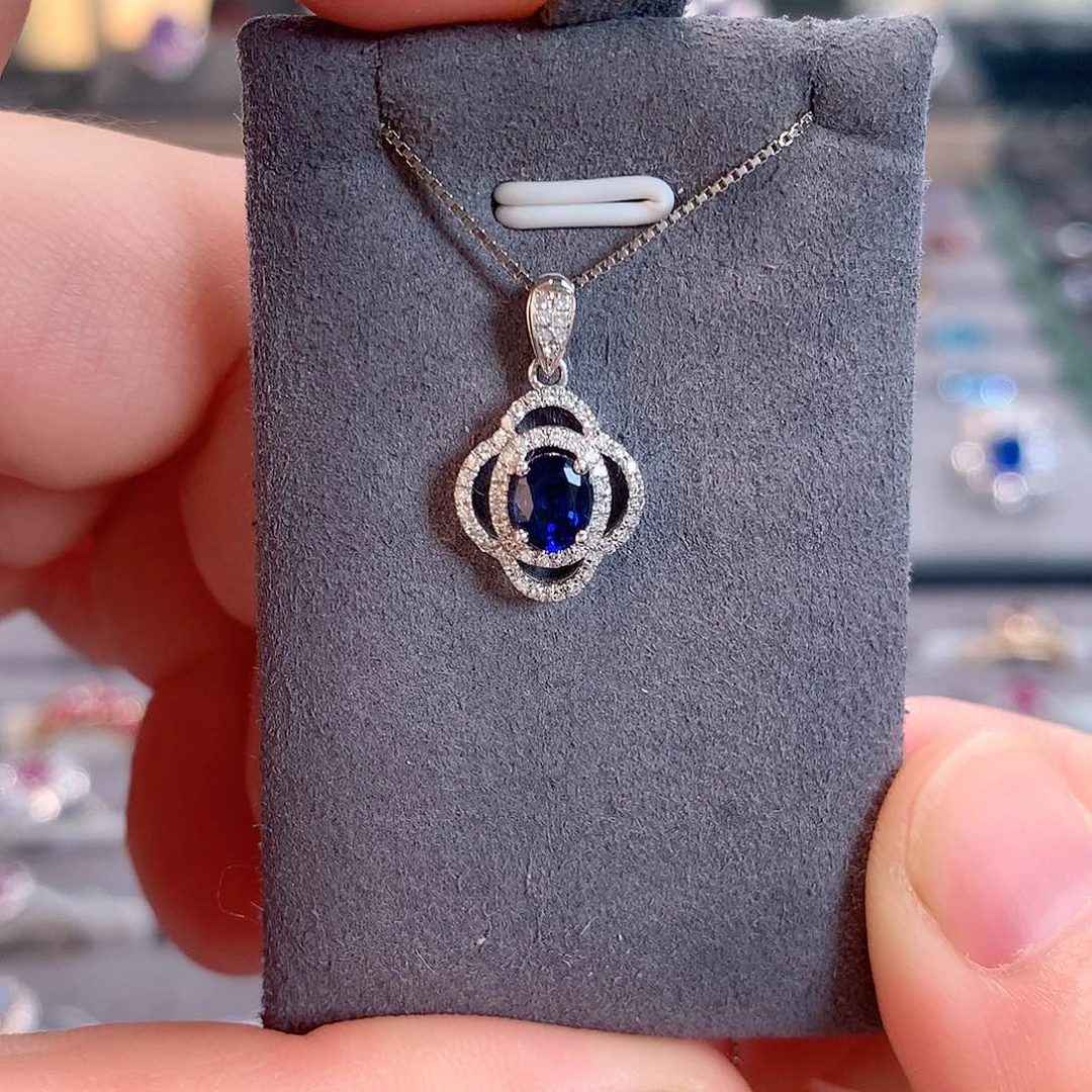 吊坠(不含链)蓝宝石18K金镶嵌