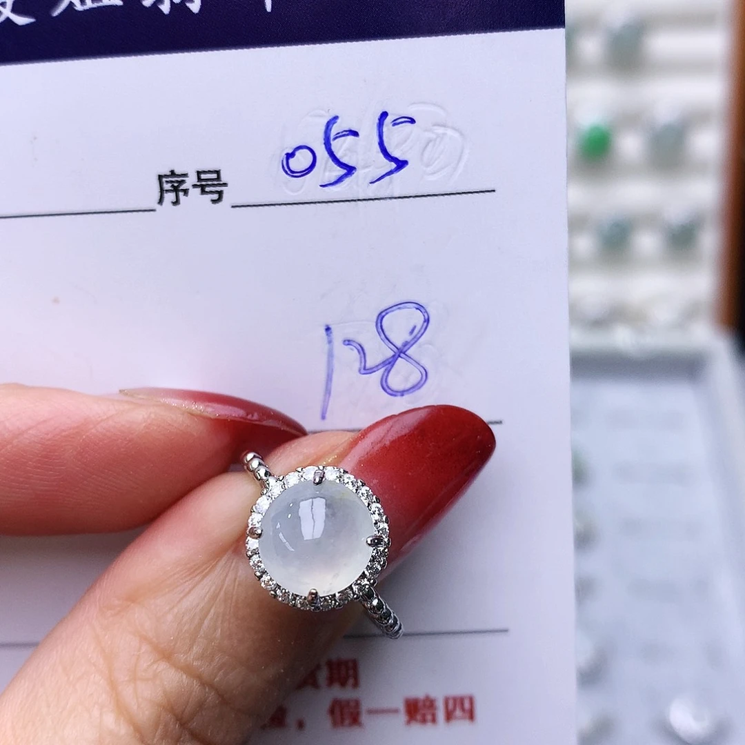 银S925镶嵌戒指翡翠055