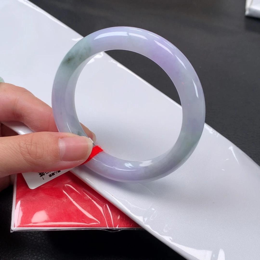 翡翠未镶嵌手镯54圈口紫罗兰飘花