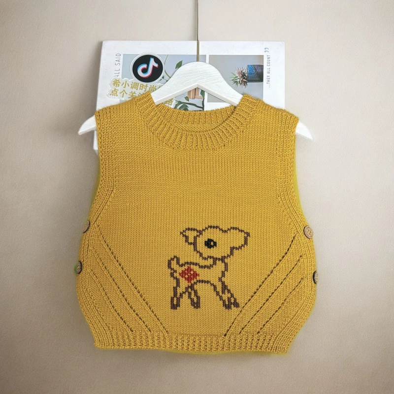 【梅花鹿背心用线】需自己编织 手编宝宝贴肤羊毛