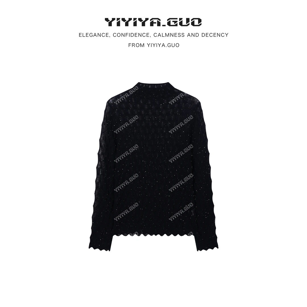 yiyiya.Guo艺艺吖【满天星】休闲时尚百搭小亮片长袖上衣080248SS52