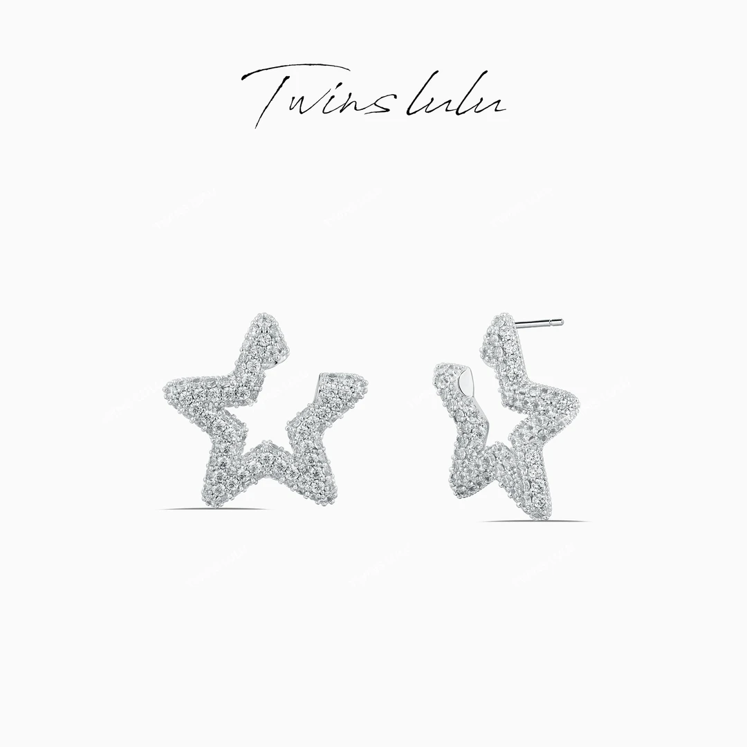 TWINS LULU 镀k金 时尚轻奢风百搭小众设计感星星耳环TSL1045