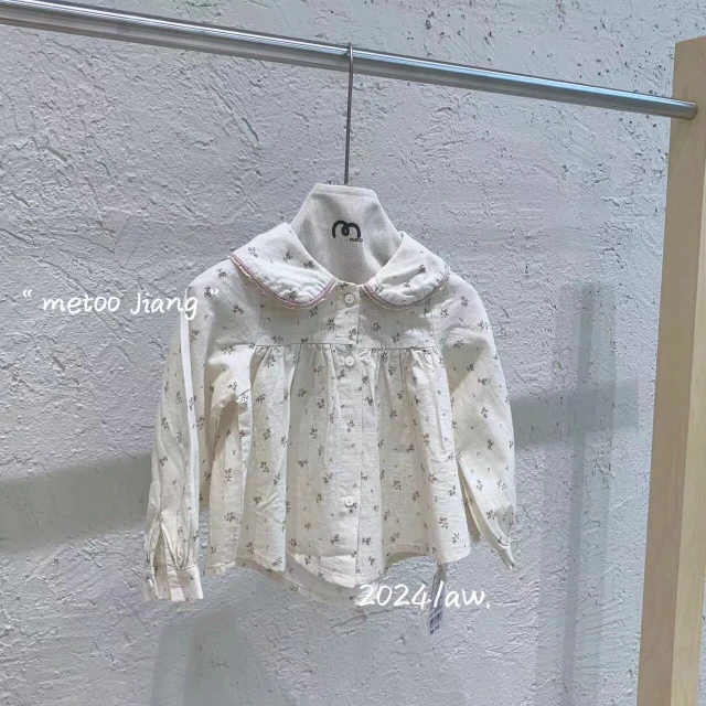 觅兔酱春款儿童碎花荷叶娃娃衫编码029