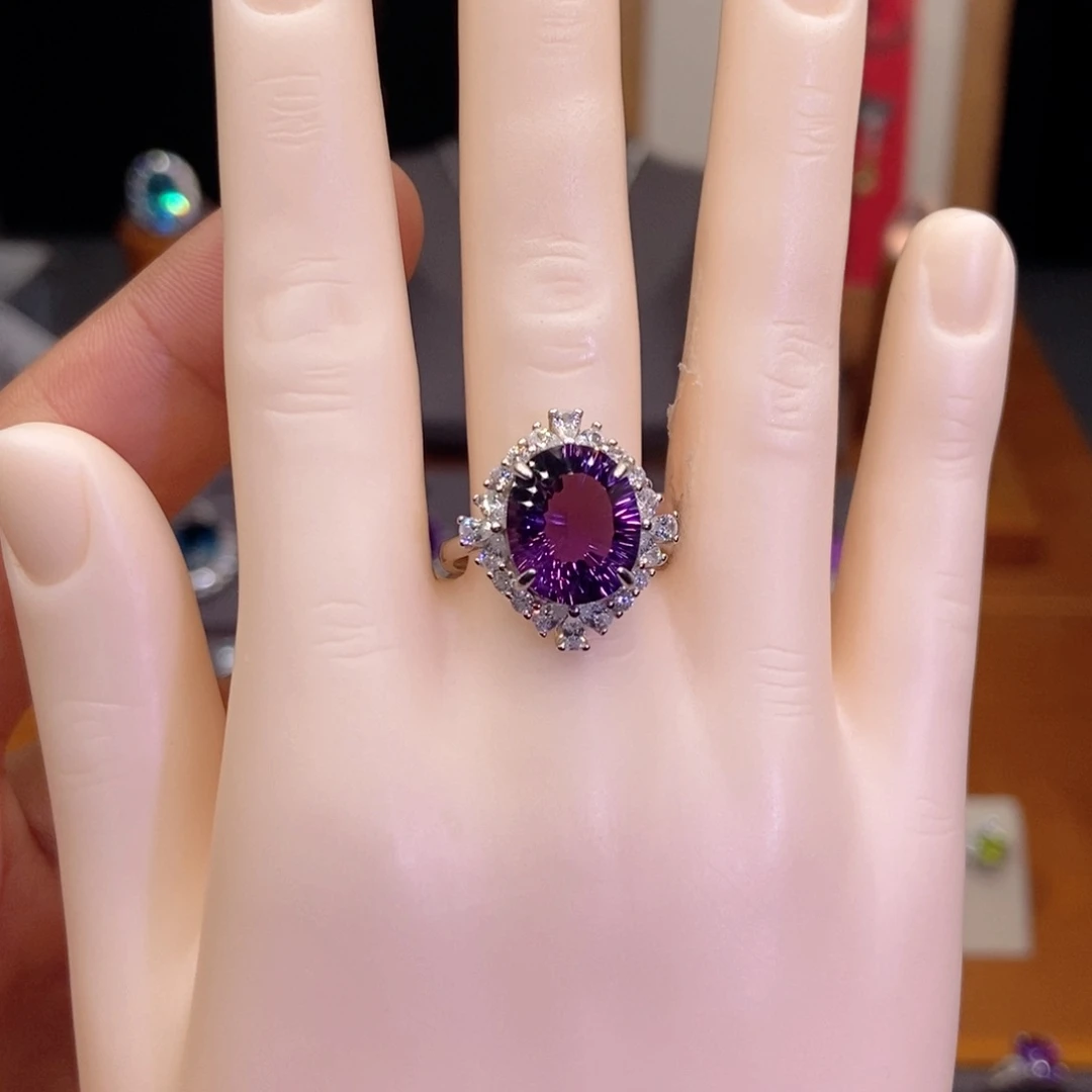 银S925镶嵌戒指水晶