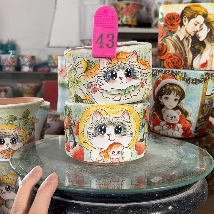 景德镇手绘花盆性价比超高的直播间