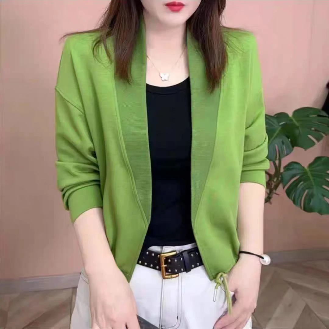 7875#春季新品百搭显瘦纯色修身外套上衣（L~4XL 90~155斤）