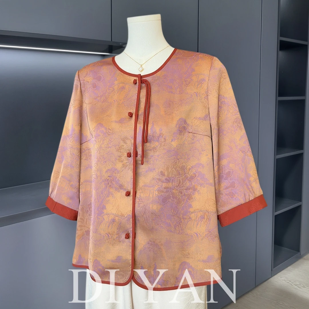 新中式妈妈装夏季国风衬衫七分袖夏装新款上衣气质百搭中老年衬衣