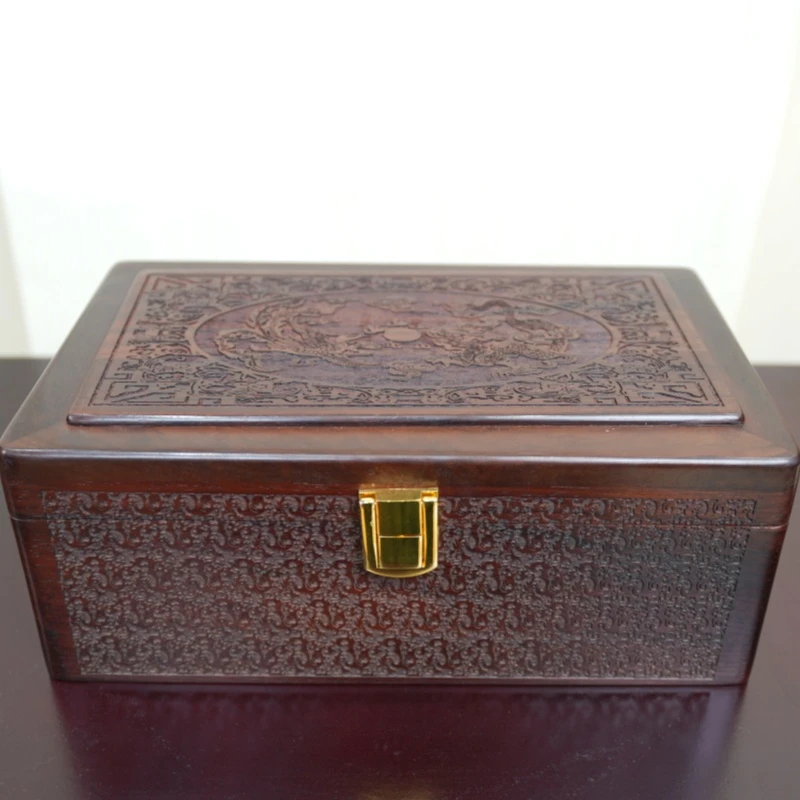 XH大红酸枝龙凤呈祥首饰收纳盒精雕匠心之作