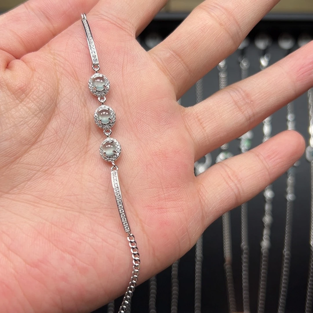 翡翠银S925镶嵌手链