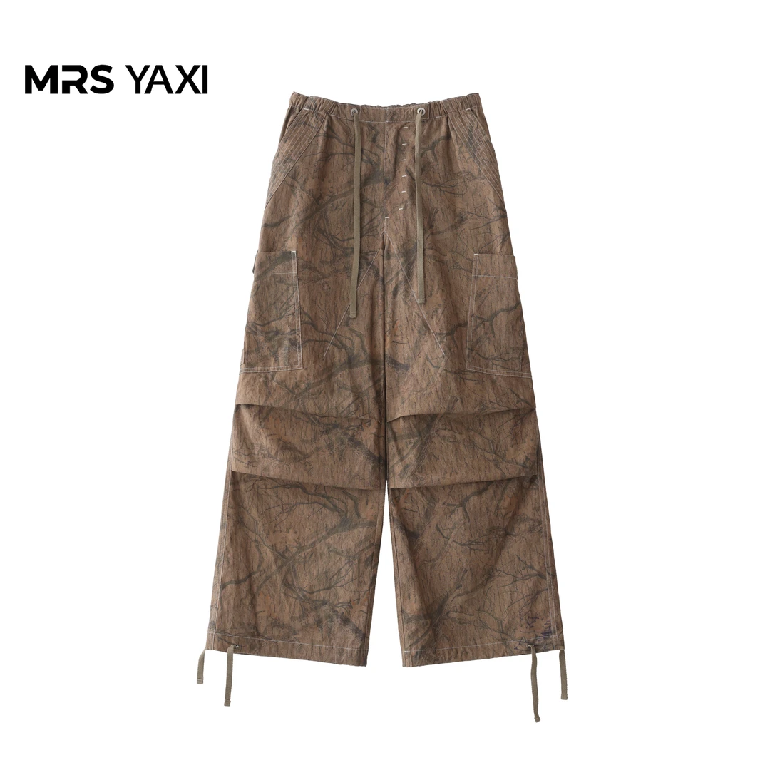 Mrsyaxi复古印花工装休闲裤YX5081201