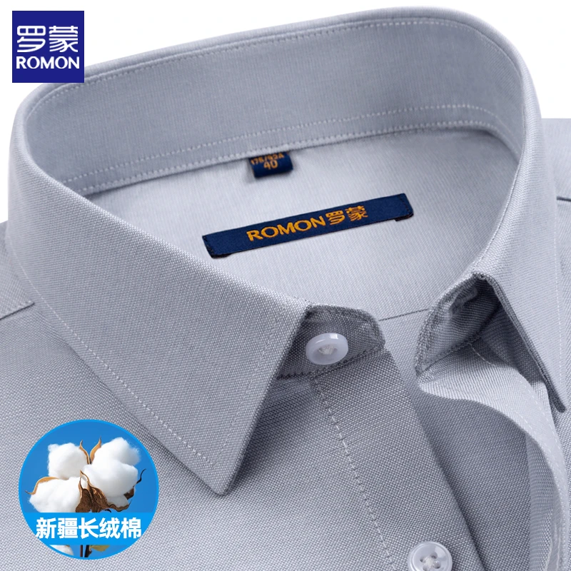 罗蒙春季新款衬衣高档中年男士时尚轻奢潮流长袖衬衫行政商务男装