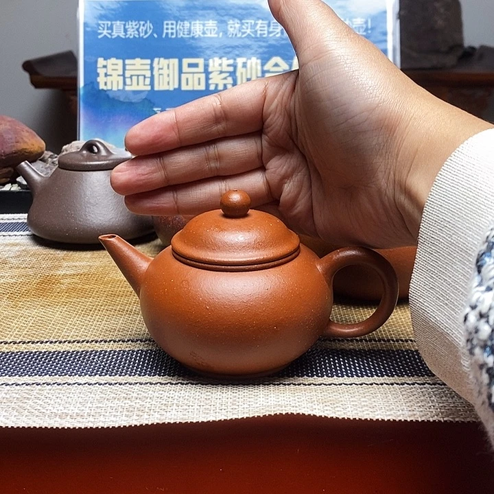 紫砂茶壶水平，赵庄朱泥生砂，160毫升