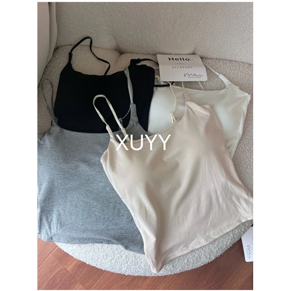 【许有有】纯色不限季节简约春夏女背心吊带薄款美背外穿夏季