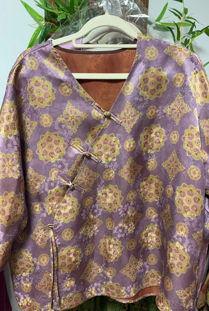 毛衫100桑蚕丝 花色薄款长袖上衣