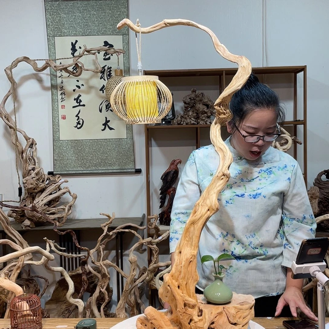香榧木杜鹃根根艺摆件
