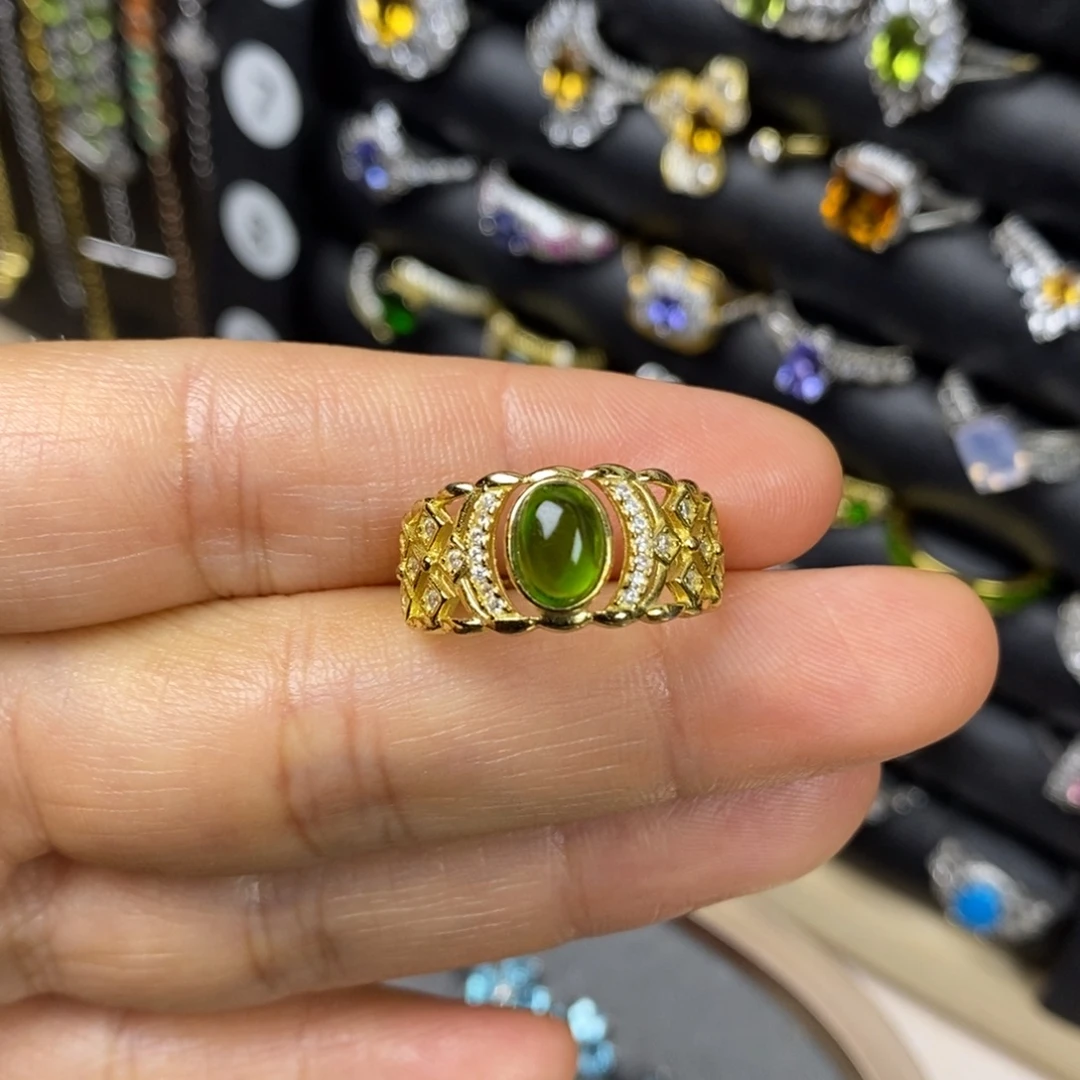 银S925镶嵌戒指透辉石