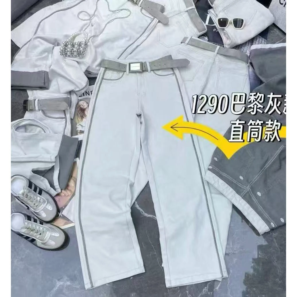『显瘦拼接J』时尚韩版设计款百搭牛仔裤1290