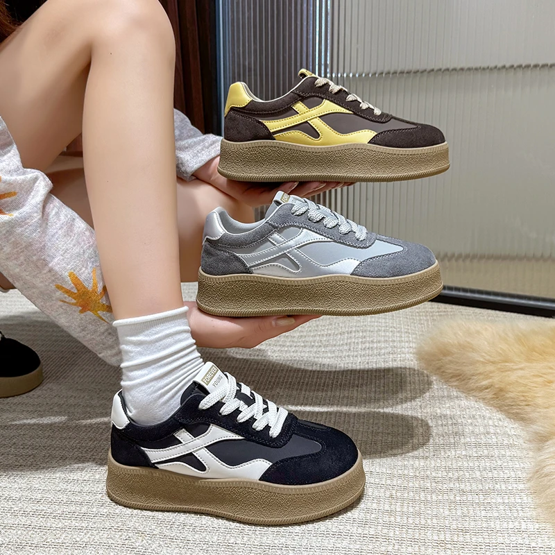 真皮德训鞋板鞋女款四季款新款百搭休闲板鞋单鞋女A-003