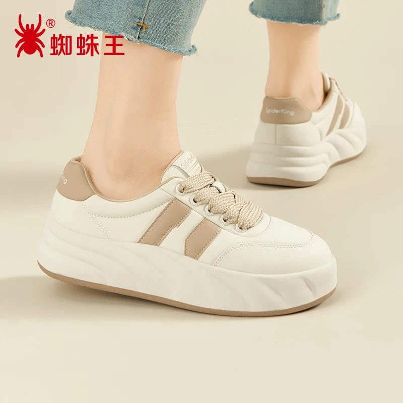 蜘蛛王女鞋厚底鞋真皮百搭增高2025新款休闲鞋秋季面包鞋710030