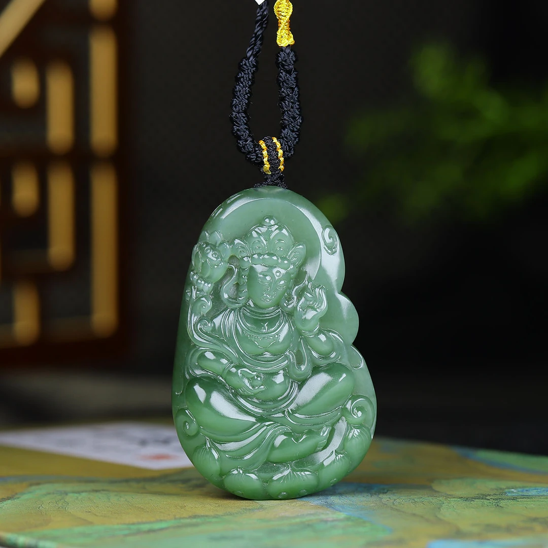 112323和田玉碧玉度母挂件