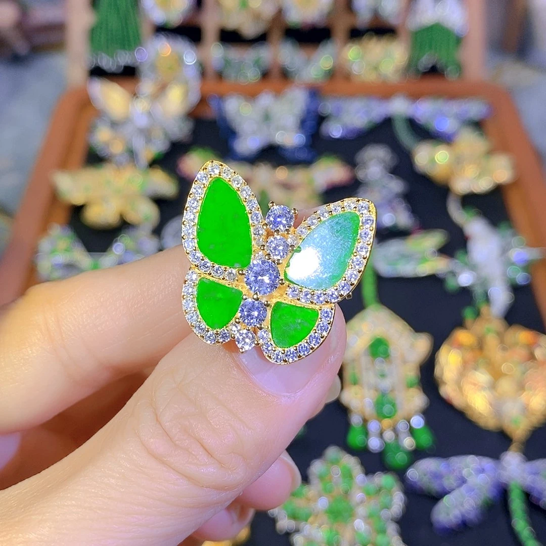 吊坠(不含链)银S925镶嵌翡翠