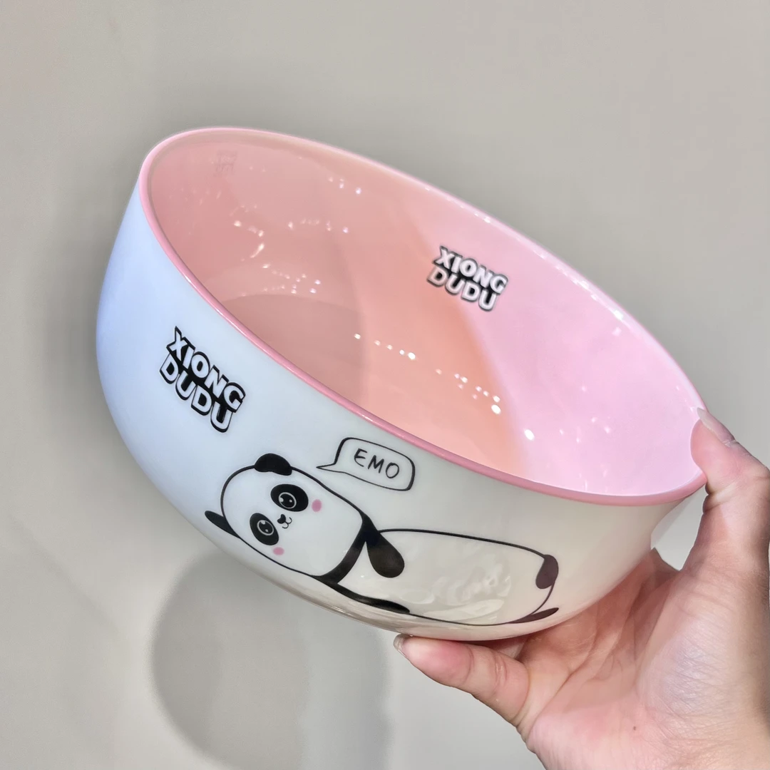 【嘟嘟好】嘟嘟熊8英寸大碗陶瓷汤碗家用卡通可爱面碗两个装
