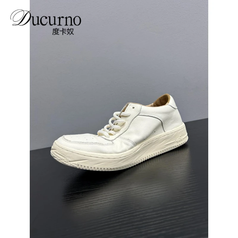 度卡奴复古水洗男鞋男士厚底休闲鞋百搭高端小白鞋时尚板鞋鞋子