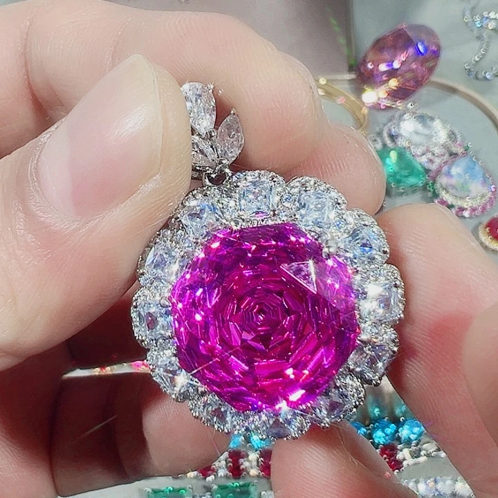 非金属红色蓝色吊坠戒指